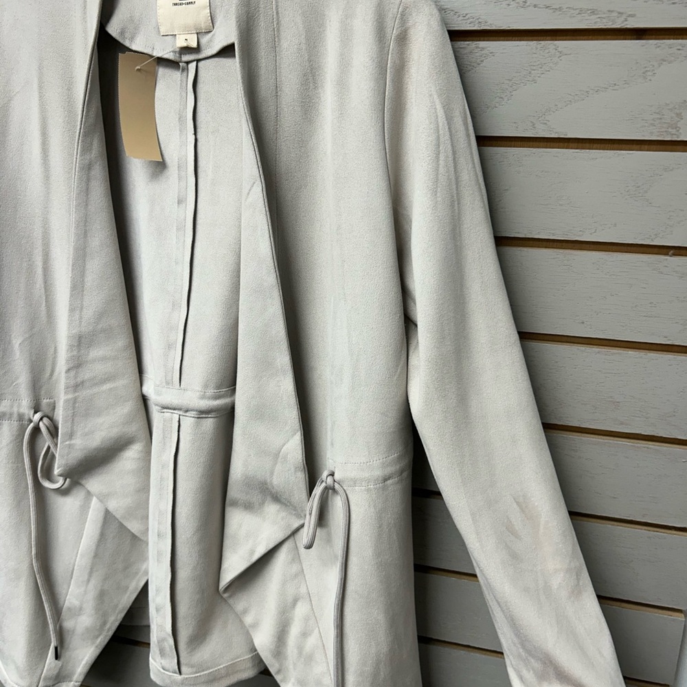 Thread & Supply Light Suede Cream Open Front Cardigan - Picture 7 of 11